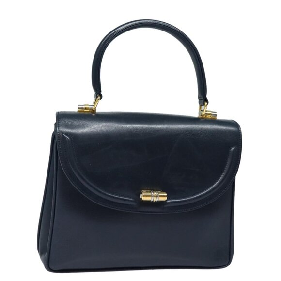 GUCCI Hand Bag Leather Navy Auth - Picture 1 of 16